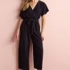 Next Short Sleeve Plissé Jumpsuit -Fashion Women U43 961s