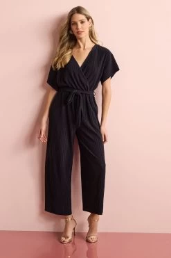 Next Short Sleeve Plissé Jumpsuit