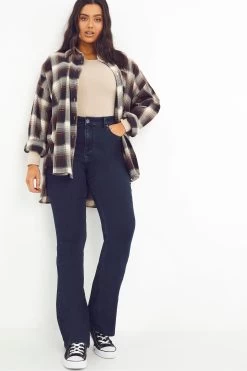 Simply Be Dark Indigo Kim Super Stretch Bootcut Long Leg Jeans -Fashion Women U49879s3