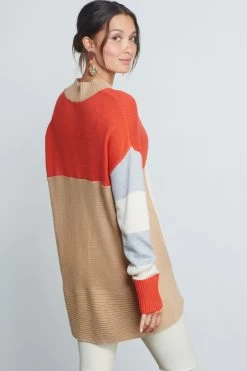 Next Orange/White Colourblock Cosy High Neck Jumper -Fashion Women U61 597s3
