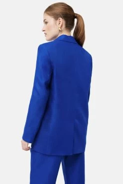 Jigsaw Blue Linen Twill Calder Blazer -Fashion Women U61350s6