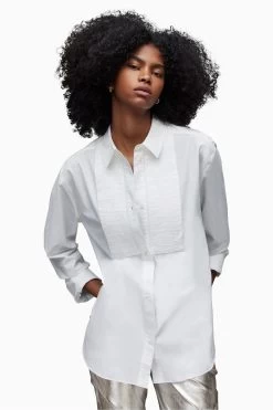 AllSaints Avril White Shirt -Fashion Women U65362s3