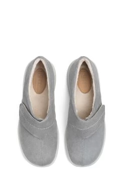Hotter Wrap Touch-Fastening Faux Fur Lined Grey Slippers -Fashion Women U67361s3
