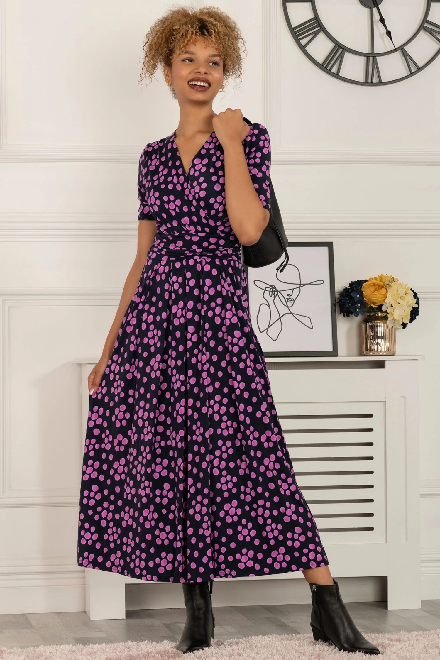 Jolie Moi Blue Print Jersey Maxi Dress 4 Jolie Moi Blue Print Jersey Maxi Dress - Image 2