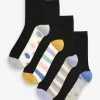 Next Black Spot/Stripe Sparkle Ankle Socks 4 Pack -Fashion Women U75513s
