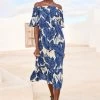 Next Off Shoulder Midi Summer Dress -Fashion Women U77 276s