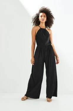 Next Halterneck Plissé Jumpsuit -Fashion Women U80 255s3
