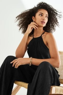 Next Halterneck Plissé Jumpsuit -Fashion Women U80 255s4