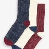 Next Navy Blue/Burgundy Red Sparkle Ankle Socks 3 Pack -Fashion Women U80475s