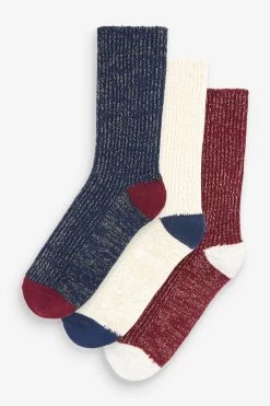 Next Navy Blue/Burgundy Red Sparkle Ankle Socks 3 Pack