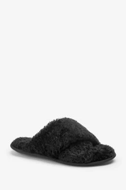 Next Recycled Faux Fur Cosy Crossover Slippers -Fashion Women U81 796s4