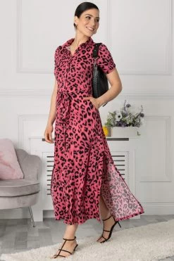 Jolie Moi Pink Jocelyn Maxi Shirt Dress -Fashion Women U83610s3