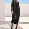 Next Satin Kaftan Coverup Beach Summer Dress -Fashion Women U87007s