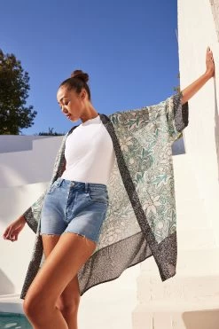 Next Blue Morris & Co. Floral Print Kimono -Fashion Women U88 778s2