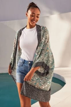 Next Blue Morris & Co. Floral Print Kimono -Fashion Women U88 778s4