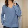Next Sparkle Rib Detail V-Neck Tunic Jumper -Fashion Women U89 358s