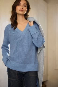 Next Sparkle Rib Detail V-Neck Tunic Jumper