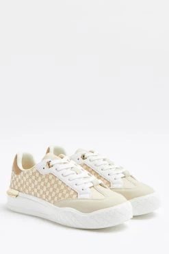 River Island Brown Wide Fit Mono Toe Lace Up Trainers -Fashion Women U92683s2