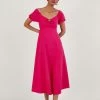 Monsoon Pink Katie Ring Detail Bardot Dress -Fashion Women U96120s