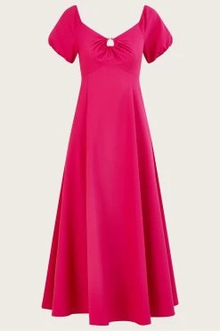 Monsoon Pink Katie Ring Detail Bardot Dress -Fashion Women U96120s4