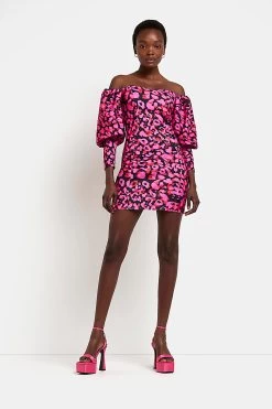 River Island Blue Bardot Scuba Dress