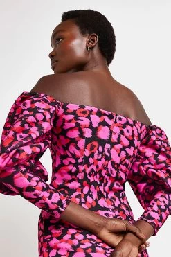 River Island Blue Bardot Scuba Dress -Fashion Women U99817s4